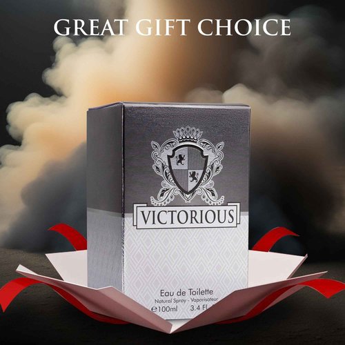 Victorious for Men Eau De Toilette - Woody & Aquatic Fragrance - Aromatic Bay Leaf & Jasmine & Woody Base of Guaiac Wood, Patchouli, Oak & Ambergris - Fresh & Sporty Composition - 100ml Spray Bottle