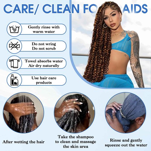 Human Braiding Hair for Boho Braids 14Inch 120g 12A Deep Water Wave Braiding Hair for Curly Boho Hair Braiding Knotless Bulk Bohemian Natural Black