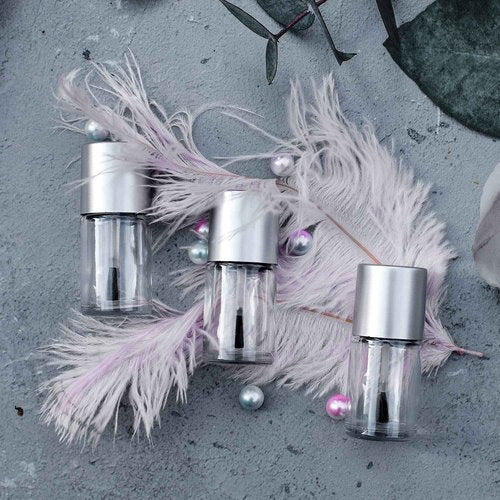 Agidea 6PCS Empty Nail Polish Bottles with Brush, Empty Refillable DIY Glass Nail Polish Bottles with Funnel & Mixing Balls (15ML, Silver)
