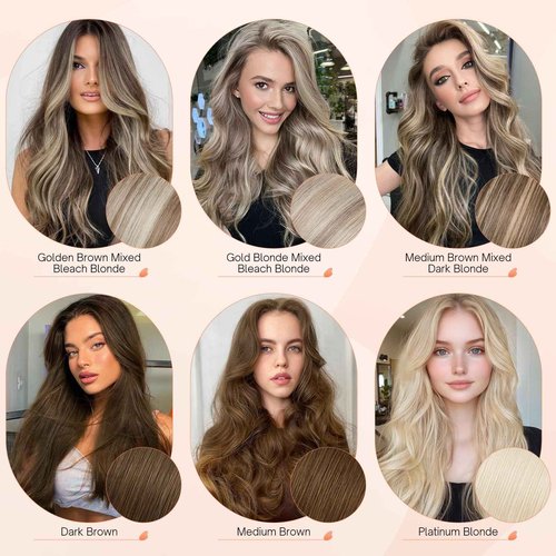 Benehair Tape in Human Hair Extensions, 12 inch Straight Invisible Tape Extensions Remy Blonde Hair Extensions 10pcs 20g Medium Brown Mix Dark Blonde 4p27