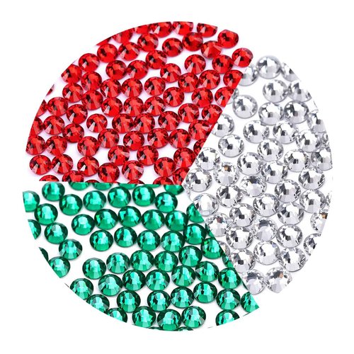 4320 Pieces Rhinestones for Christmas Decoration Flatback Glass Crystal Red Clear Green Rhinestone for X-mas Crafts DIY Nails Makeup Face Clothes Shoes(SS20,4.8-5.0MM)