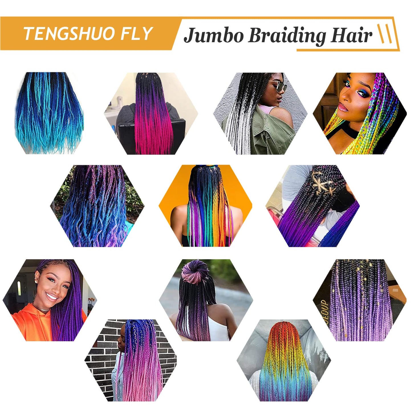 Ombre Braiding Hair Extensions for Women 3 Packs/24 Inch Braiding Hair Fiber Crochet Hair for Box Braids Senegal Twist Hair Extensions(24" (Pack of 3),c53)