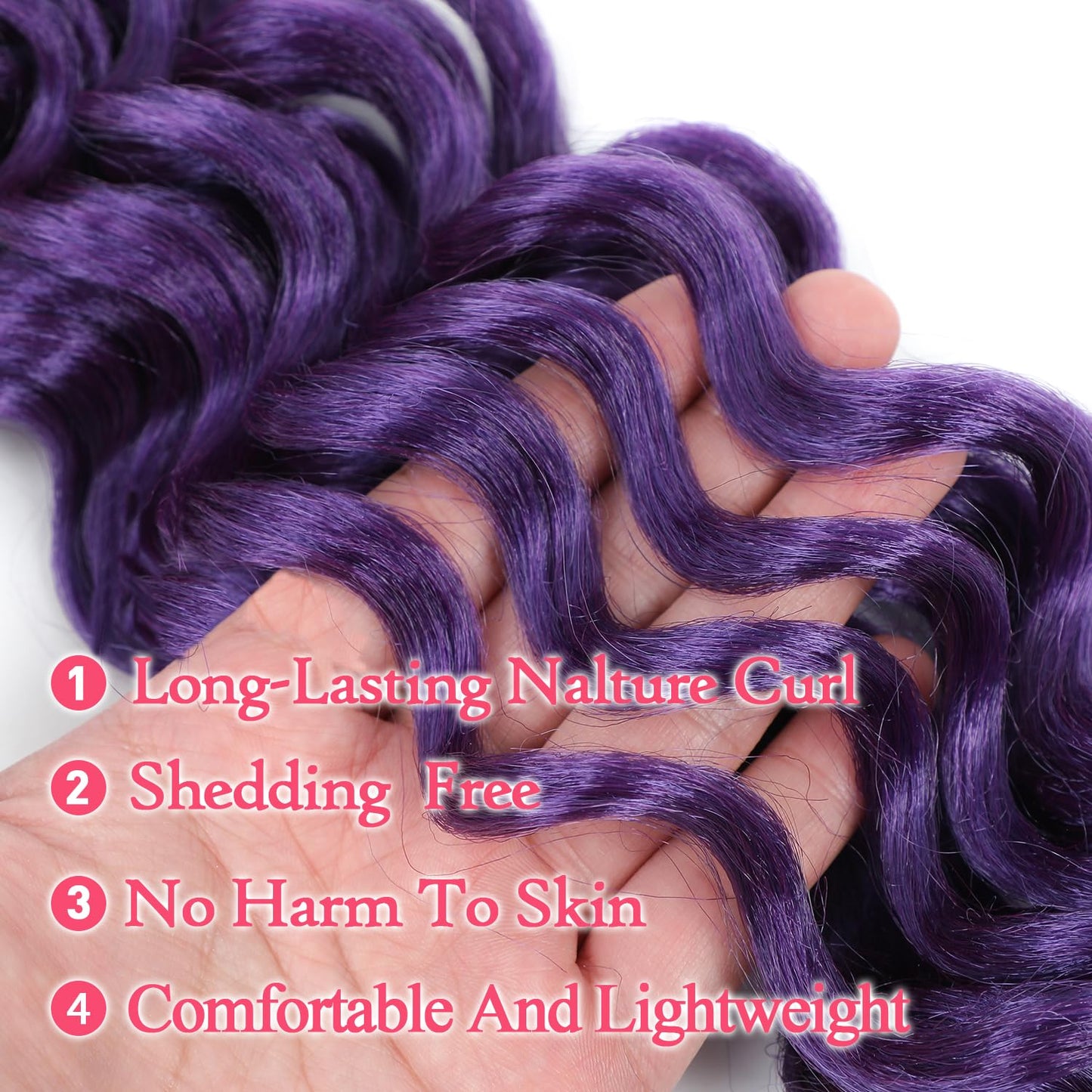 Ocean Wave Crochet Hair 12 Inch 8 packs Deep Wave Crochet Hair Synthetic Curly Crochet Braiding Hair for Black Women (12 Inch, 8 packs, Purple)