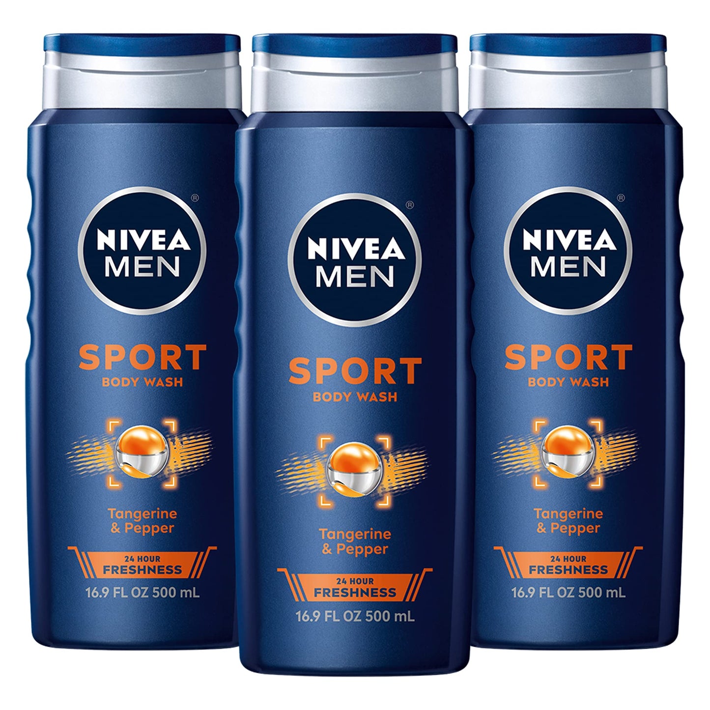 Nivea Men Sport Body Wash with Revitalizing Minerals, 16.9 Fl Oz Bottles (Pack of 3)