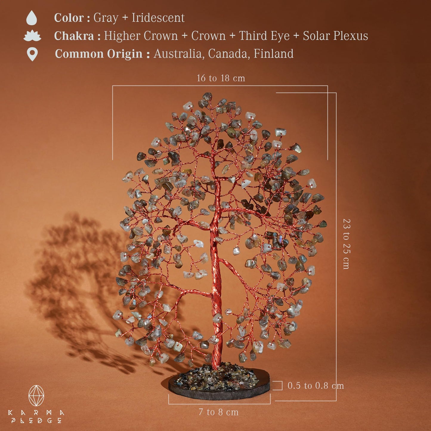 Crystal Trees for Home and Office Decoration, Labradorite Chakra Healing Crystals Feng Shui Handmade Trees for Positive Energy, Money, Good Luck, Christmas Decor, Birthday Gifts for Women, Mom