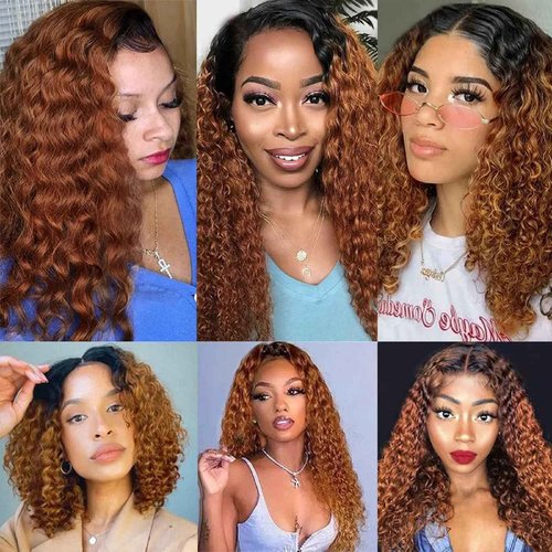 Leruikair Human Hair Bundles 14 16 18 Inch Jerry Curly Wave Human Hair Bundles Omber Chocolate Brown T1B/30 Unprocessed Brazilian Soft Quick Weave Hair for Black Women