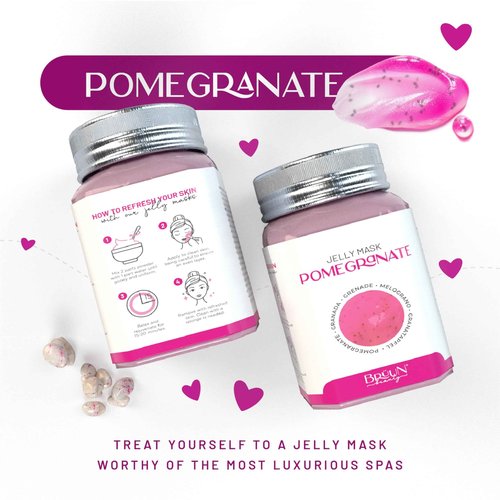 BRÜUN Peel-Off Pomegranate Jelly Mask for Face Care – A 23 fl oz Rubber Jar for 30 to 35 Treatments – A Skin Care Moisturizing Gel Mask of Spa Set for Men, Women and Adults