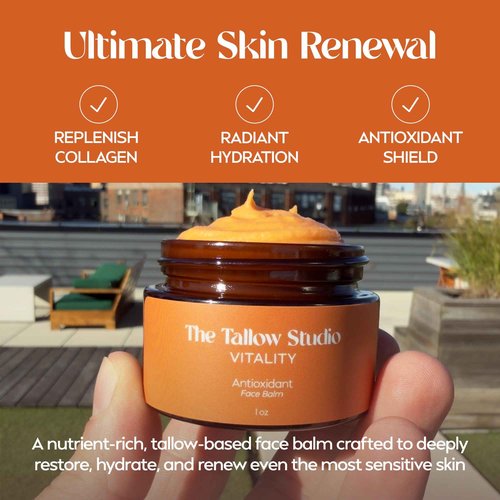 The Tallow Studio - Antioxidant Tallow Face Balm - 100% Grass Fed & Organic | Handmade in Small Batches (1oz)