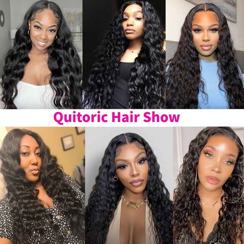 Deep Wave Human Hair Bundles 100% Unprocessed Human Hair 1 Bundle 22 Inch Water Wave Bundles Human Hair for Women Natural Black Color Curly Hair Extensions