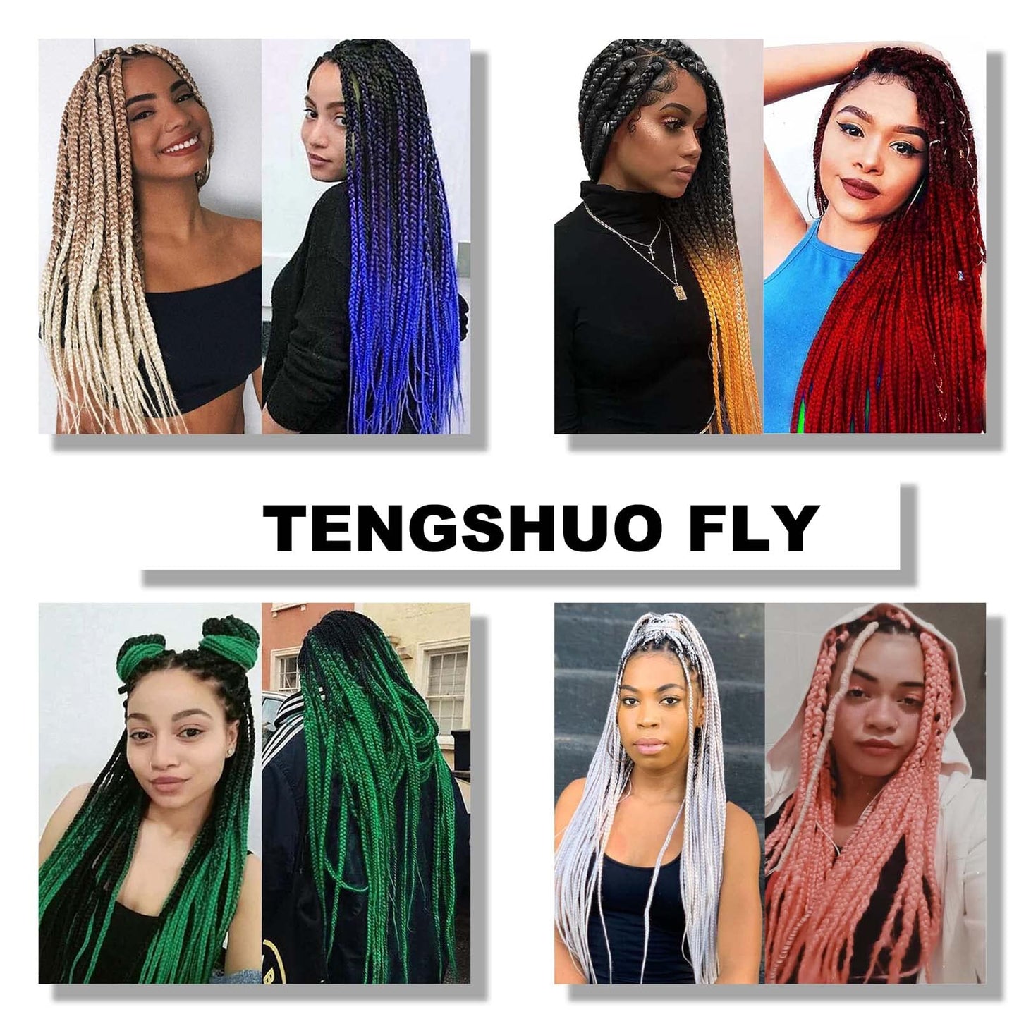 TENGSHUO FLY 8 Packs 26 Inch Pre Stretched Ombre Jumbo Braiding Hair for Women Extensions 26 Inch Professional Soft Yaki braiding Hair for Braids Hot Water Setting Synthetic Crochet Hair Extensions(26 Inch,Sliver)