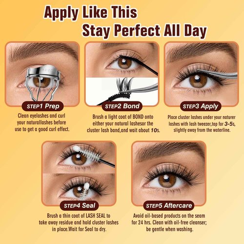 Sensitive Lash Cluster Glue, 72H Strong Hold Lash Bond and Seal, Latex-Free & Hypoallergenic, Long-Lasting Waterproof Cluster Lash Glue for Lash Clusters & Strips