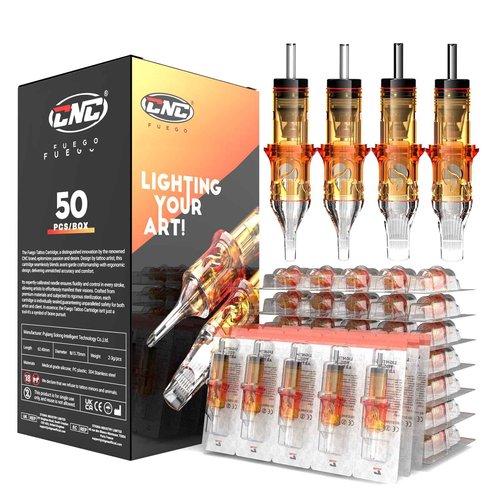 CNC Tattoo Cartridges Needles 50pc #10 Bugpin Round Magnum Tattoo Needle Mixed Cartridge 7RM 9RM 11RM 13RM 15RM with Membrane Professional Disposable Tattoo Needles EN09-50KIT-T