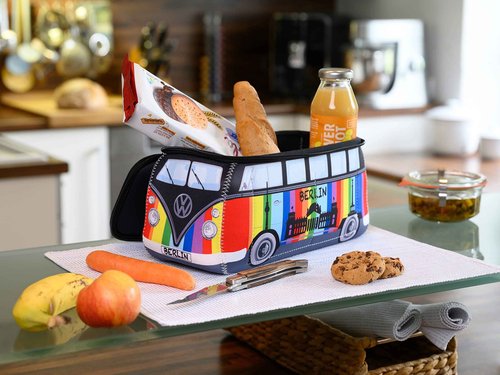 BRISA VW Collection - Volkswagen Neoprene Universal Makeup Cosmetics Toiletry Travel Pharmacy Bag in T1 Bus Design (Berlin/Multicolor/Large)