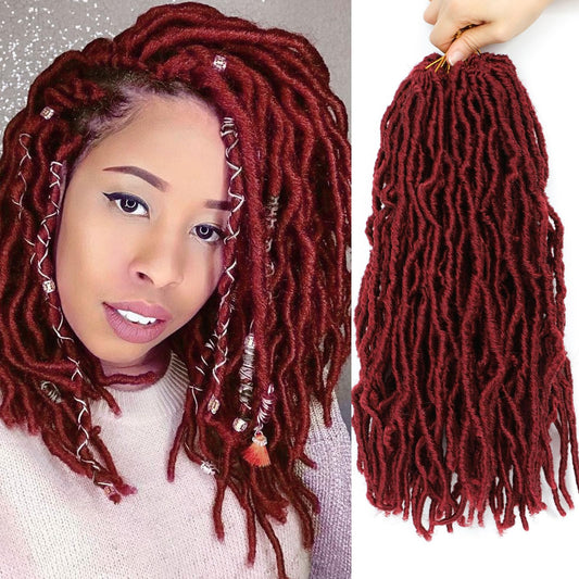 14 Inch Soft Locs Crochet Hair 8 Packs Pre Looped Faux Locs Crochet Braids Goddess Locs Hair For Black Women（14Inch 8pcs,BUG）