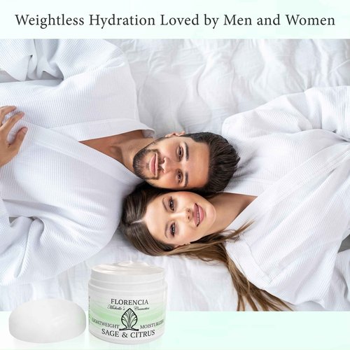 Florencia Sage & Citrus Lightweight Moisturizer - Fast-Absorbing, Hydrating, Nutrient Enhanced Face Cream for Sensitive, Oily, Combination Skin.