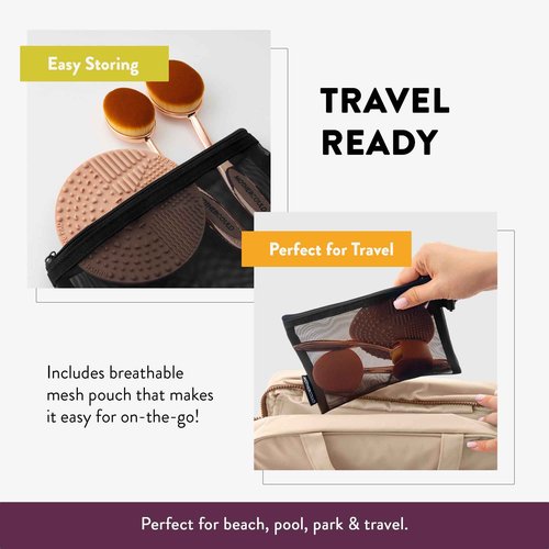 Mothercould Premium Sunscreen Brush Set – Kids & Baby Sunblock Applicator with Metal Handles, Travel Bag, 2 Brushes, 2 Caps, & Cleaning Mat – Rose Gold – Mess-Free Sun Care (2 Pack) (Rose Gold)