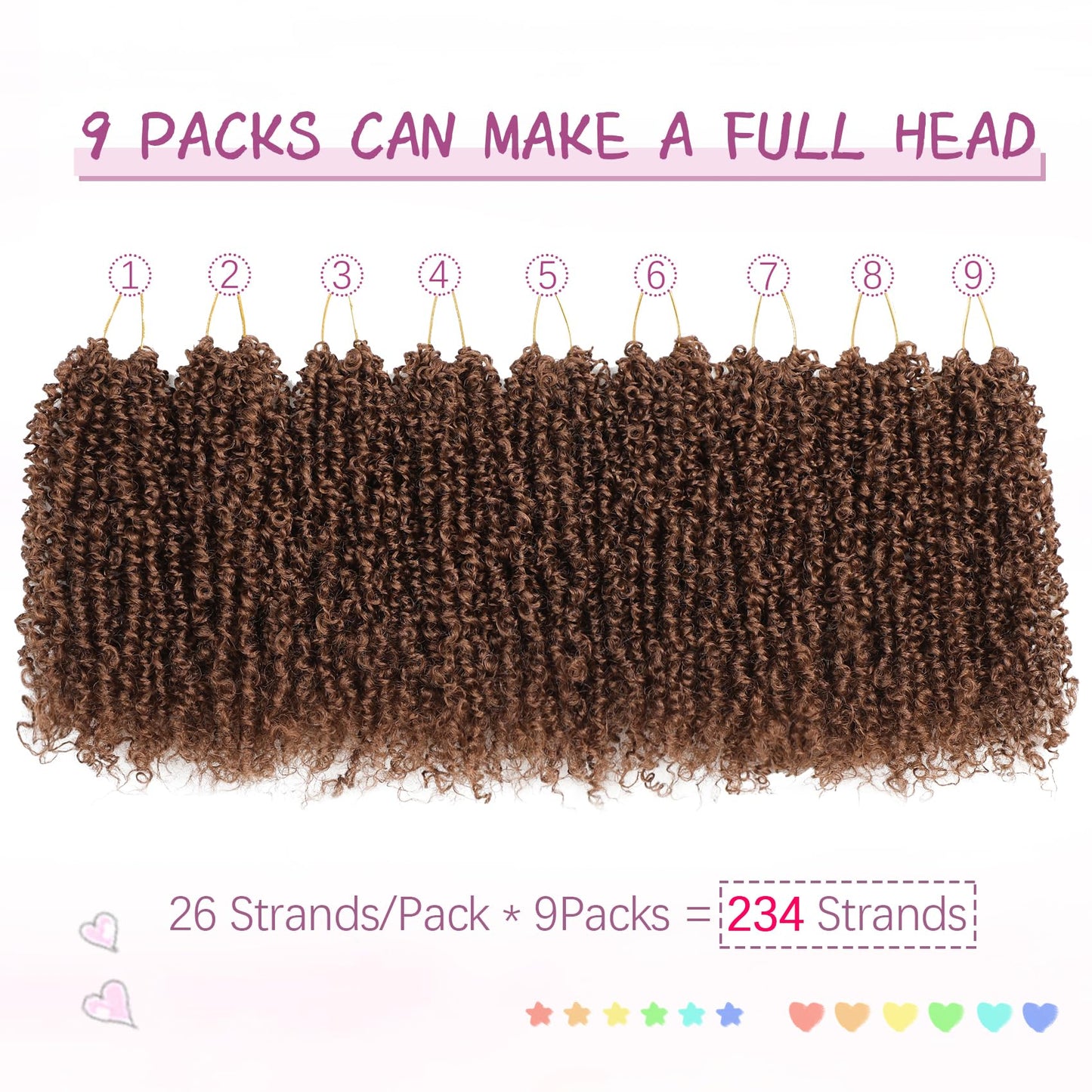 Fulcrum Yanky Mini Twist Crochet hair 8Inch, 9Packs Passion Twist Crochet Hair for black Women, Pre-Twisted Crochet Twist Hair with Curly Ends (8Inch, 30#)