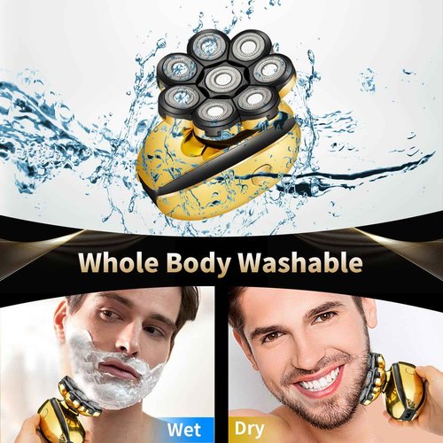 ROZIAPRO Head Shavers for Bald Men Rechargeable Electric Shavers for Men Cordless Electric Razor Waterproof 8D Head Hair Shaver Multifunctional Rotary Shaver Grooming Kit