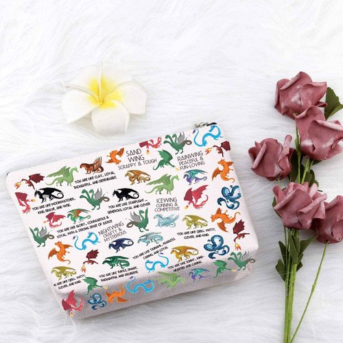 PXTIDY Dragon Novel Book Lover Gift Dragon Makeup Bag for Dragons Lovers Manga Series Tribes Novel Cosmetic Bag