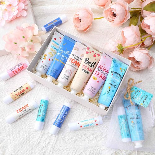 Dansib 36set/144pcs Best Team Ever Gifts Christmas Bulk Gifts for Coworkers Women Employee Appreciation Gift Christmas Party Favors Xmas Stocking Stuffers Items Travel Hand Lotion and Lip Balm Set