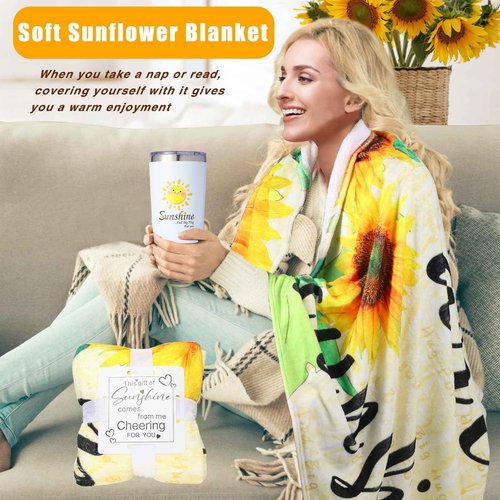 Sending Sunshine Care Package for Women-11 Pcs Sunflower Gifts.Get Well Soon Self Care Gifts Basket.Unique Women's Inspirational Relaxation Bath Set, Birthday Box for Gifts,CHEER HER UP! (Large Set)