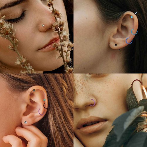 JOYTOYOU 567PCS Reusable Body Piercing Gun Tool Set Professional Ear Nose Lip Piercing Machines with Piercing Studs Retainers Earrings for Home and Salon Use Colorful