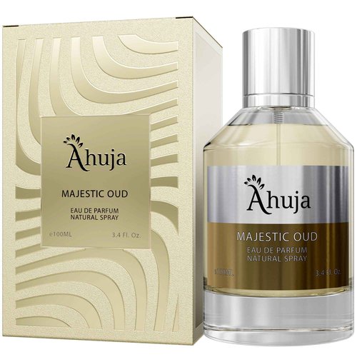 AHUJA Majestic Oud Eau De Parfum For Men & Women 3.4 fl oz, Long Lasting Luxury Fragrance for Him and Her, Unisex Perfume Enduring Nature Scents - Oud, Vanilla, Raspberry, Rose, Peony, Wood, Patchouli