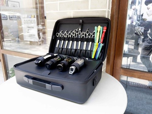 NNITEK professional leather barber case black Makeup Stylist Train clipper case Hair Salon barber box．