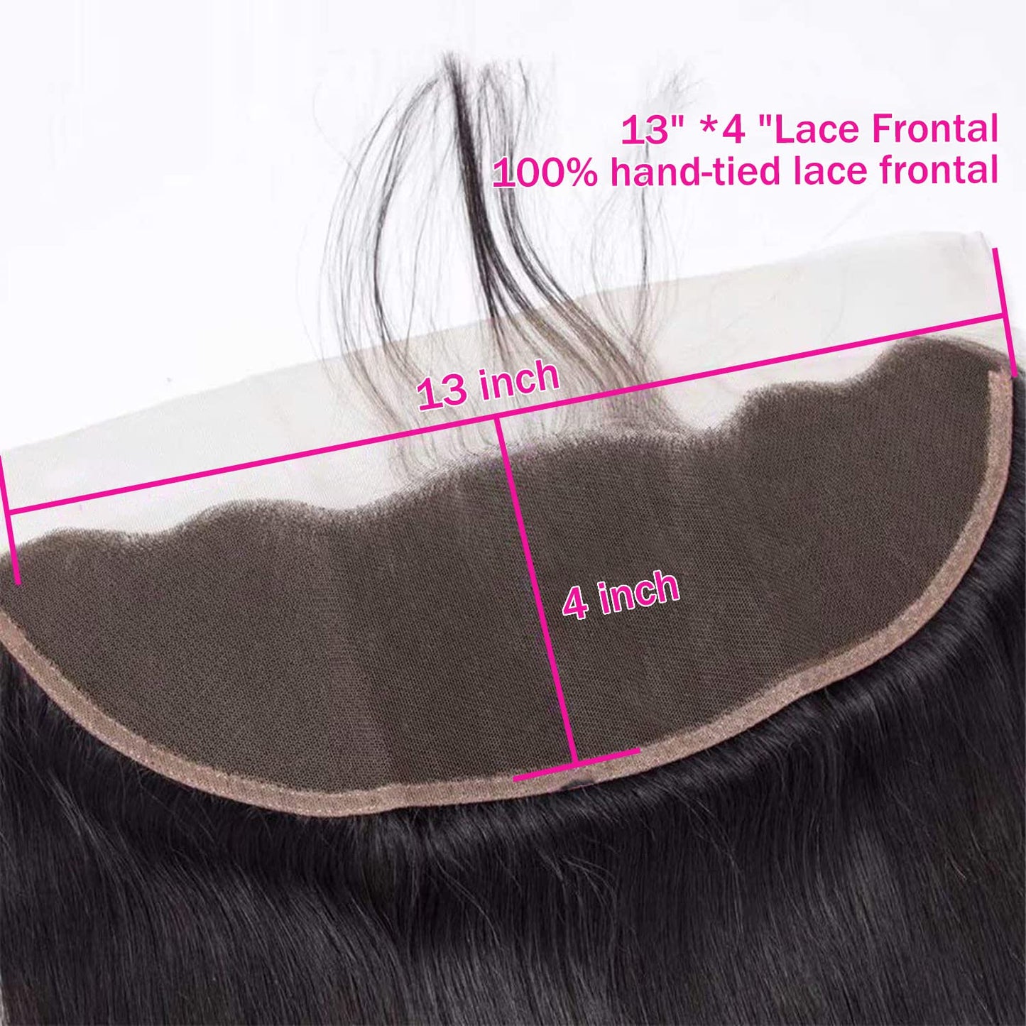 Selina Straight Lace Closure 13x4 Hd Lace Frontal Closure Transparent Lace Frontal Closure Brazilian Straight Human Hair Natural Black Hair Color（12Inch,13x4 Straight）