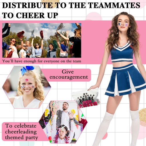 Huquary 91 Pcs Gifts for Cheerleader Cheer Gifts Bulk Cheer Makeup Bag & Keychain & Bracelet & Waterproof Stickers for Women Girls Teammates Gift Team(Black)