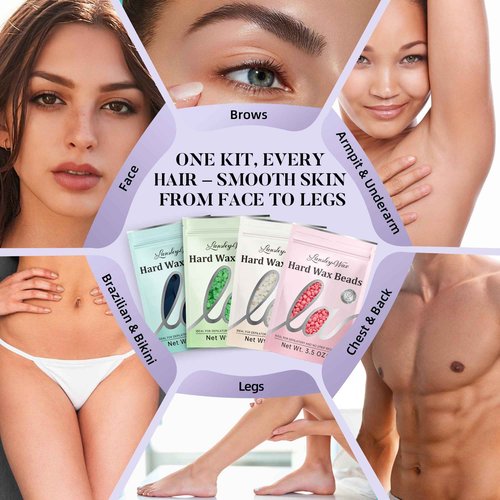 LANSLEYWAX Digital Waxing Kit for Women Men - Purple Waxing Machine with 39 Accessories - Hard Wax Kit for Arms Legs Brazilian Bikini Facial Sensitive Skin, Wax Warmer Hair Removal for Home/Salon Use