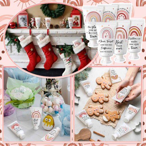 Sacubee 48 Pack Employee Appreciation Team Gifts Bulk Travel Size Hand Cream Inspirational Thank You Gifts Boho Rainbow Hand Lotion Bulk for Teachers Day Christmas Staff Employees Coworkers Women