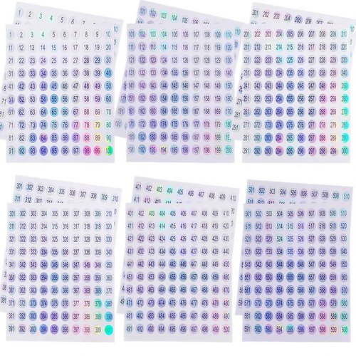 2 Set Number Stickers (1-600) for Nail Swatch Sticks & Nail Gel Polish Organize, Double Small Holographic Numbers Stickers for Matching Label, Adhesive Label Organizer (Dia.10mm)