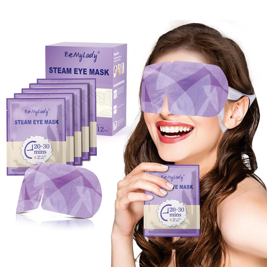 12 Pack BeMyLady Steam Lavender Eye Mask for Dry Eyes, Disposable Heated Eye Mask,Warm Eye Compress for Dark Circles, Spa Eye Mask for Puffy Eyes Mask,Moist Self Heating Pads for Tired Eyes