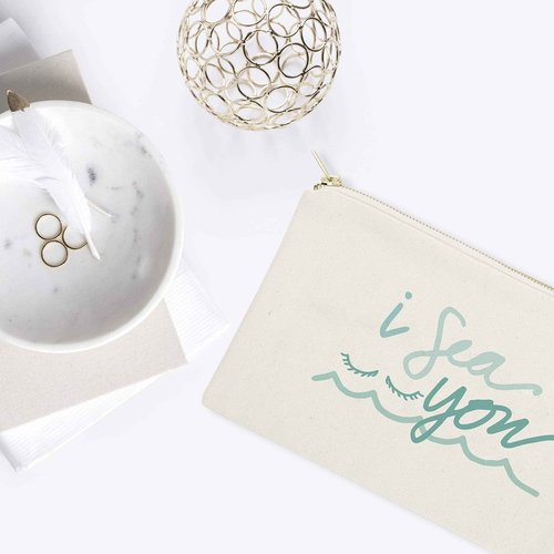 The Cotton & Canvas Co. I Sea You Summer Beach Cosmetic Bag and Travel Make Up Pouch