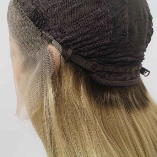 xiweiya Light Blonde Lace Front Wig with Brown Roots Long Body Wave Blonde Mixed color Side Part Glueless Natural Looking Lace Front Wigs Heat Resistant Hair for Women 24inch