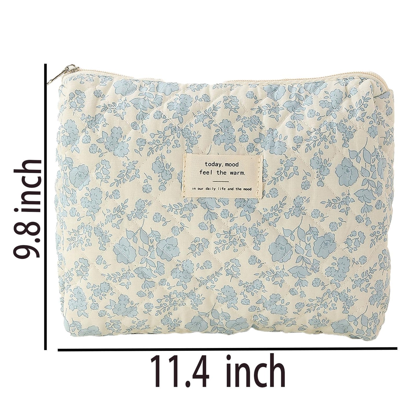 TWOYOMN Printed Cotton Makeup Bag Large Travel Cosmetic Bag Quilted Cosmetic Pouch Aesthetic Floral Toiletry Bag for Women Girls bag