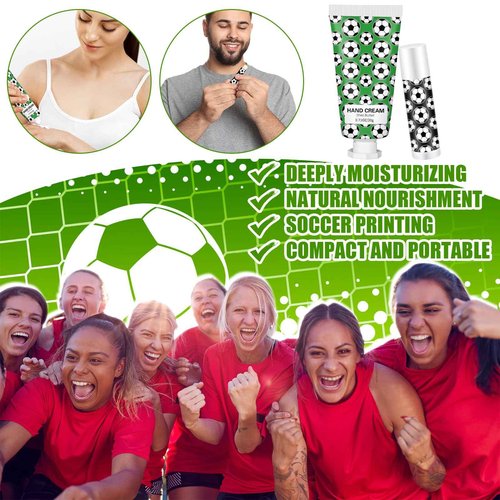 Heigble 36 Sets Soccer Lip Balm Hand Cream Set soccer Party Favors, Include 36 Lip Balm 36 Moisturizing Hand Cream 36 Bags 36 Cards and Ropes for Soccer Accessories Gifts