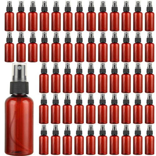 2oz Small Spray Bottle, 60 Pcs Plastic Spray Bottles Fine Mist Mini Spray Bottles Refillable Liquid Containers with Labels and 5 Funnel for Plants Cleaning Solutions, Essential Oils, Colognes, Travel