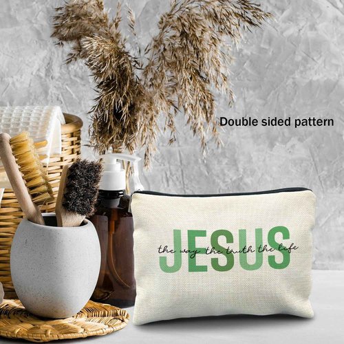 Likjad christian makeup bag,jesus cosmetic bag,christian gifts for women girl,Christian Gift bags,christian gifts for women,Inspirational Gifts for Women girls,Bible Verse cosmetic bag（Jesus-4）