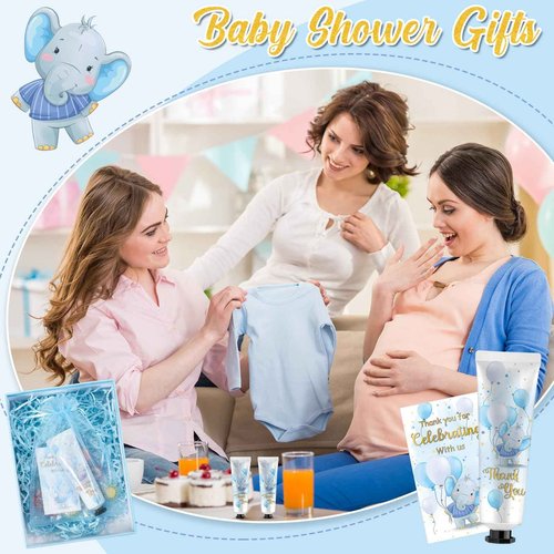 Swiffen 24 Sets Baby Shower Hand Cream Bulk Blue Elephant Shower Favors Bridal Thank You Appreciation Hand Cream for Guests Travel Size Lotion with Organza Bags