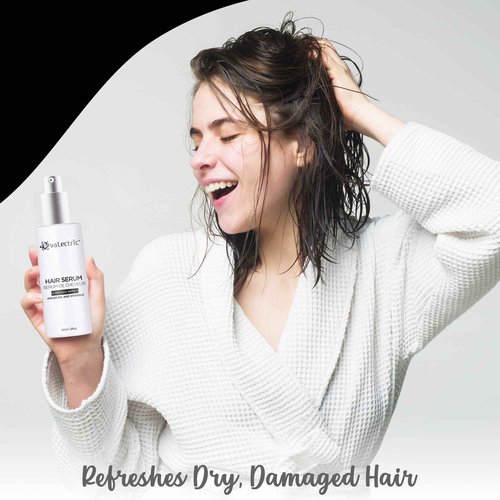 Evalectric Argan Oil Hair Serum - For Dry, Damaged, Frizzy Hair - Anti-Frizz, Straightening, and Shine Serum with Vitamin E - 2 Fl. Oz.