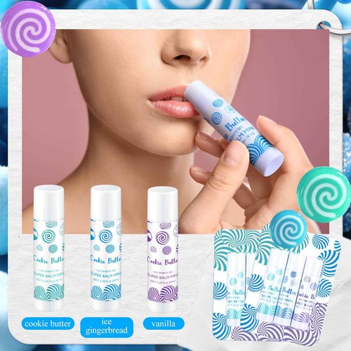 Leelosp 72 Pcs Christmas Lip Balm Gifts Bulk Candy Shapes Lipstick Set Sugar Moisturizing Balms Natural Organic for Christmas Gifts Stocking Stuffers for Coworker Employee Winter Holiday Party Favors