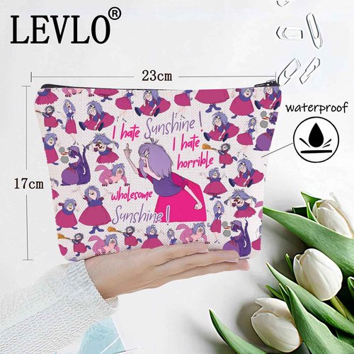 LEVLO Madam Mim Cosmetic Bag Sword Stone Movie Fans Gift I Hate Sunshine I Hate Horrible Whole Some Sunshine Makeup Zipper Pouch Bag For Women Girls (I Hate Sunshine Full)