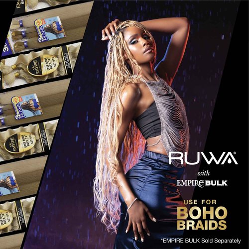 Sensationnel Ruwa prestretched braiding hair - 3x 36 inch water repellent kanekalon fast dry synthetic sports itch free (5 pack, 1B OFFBLACK)