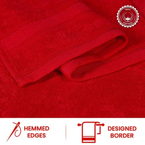 Casa Lino Face Towels & Body Wash Cloths for Showering - 100% Cotton Wash Cloths for Bathroom - Highly Absorbent & Quick Drying Washcloth Set - Cotton Washcloths 24 Pack (12" x 12") - (Red)