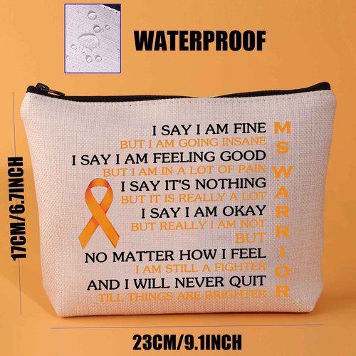 JYTAPP MS Awareness Makeup Bag - Warrior Gift for MS & Cancer Fighters - Zipper Pouch