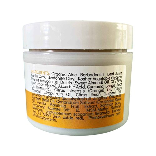 Bella Jade Turmeric Vitamin C Clay Face Mask & Brush for Acne, Hyperpigmentation, Dark Spots and Anti Aging - with Tumeric, Kaolin Clay, Organic Aloe Vera and Manuka Honey