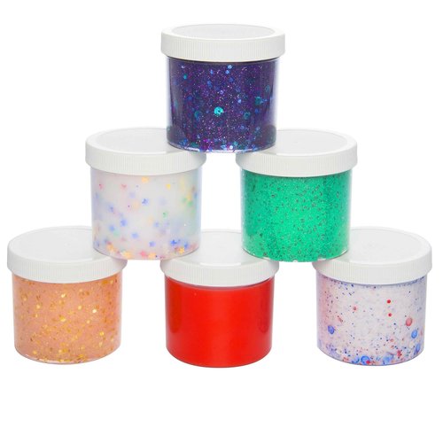 Maddie Rae’s 12oz Slime Storage Jars with Lids (6 Pack)-Clear Plastic Containers for Slime, Beads, Glitter, Sprinkles-Airtight Wide Mouth Refillable Organizer Jars for Kids Party Favors, Arts & Crafts