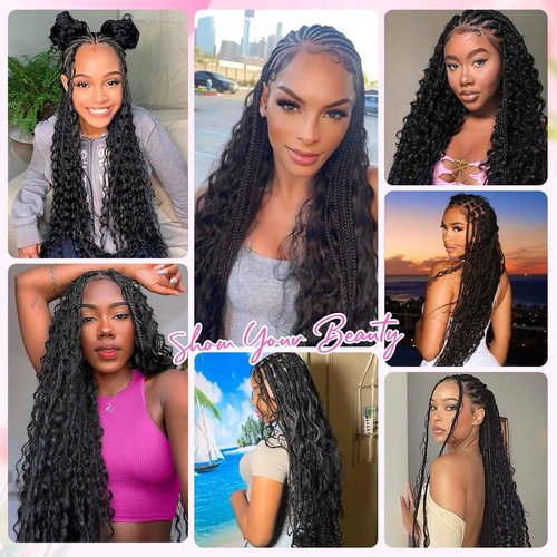 Human Braiding Hair for Boho Braids 16 Inch 110g 2 Bundles/Pack Deep Wave 12A Curly Brazilian Virgin Hair Extensions No Weft Knotless Bulk 1B Black